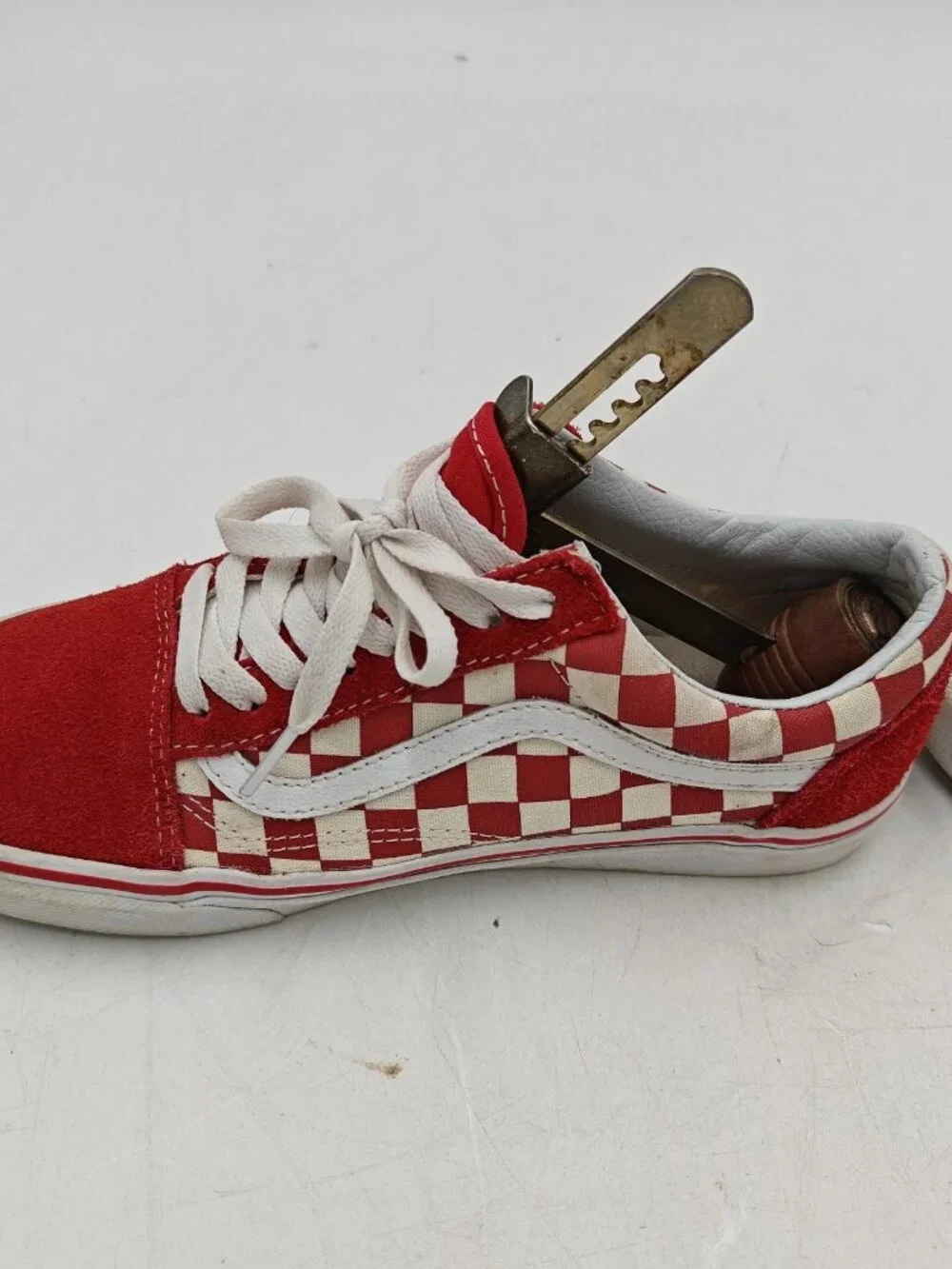 Vans Old Skool Red White Checkerboard Mens 6.5 Womens 8 500714 EUC Box